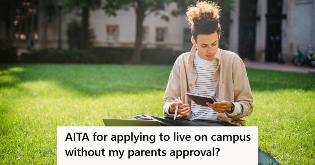 College student sitting on grass