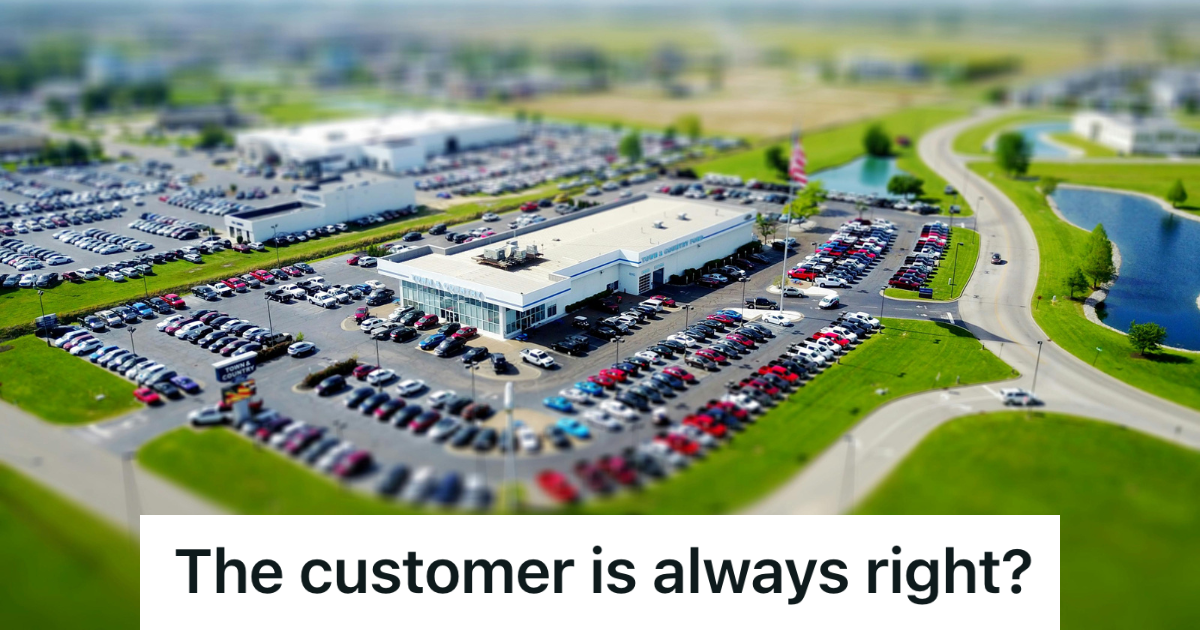 aerial view of a car dealership