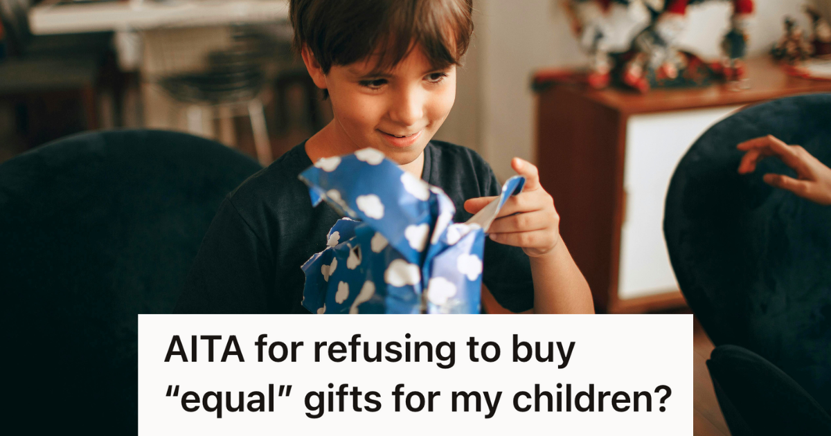 boy opening up a gift