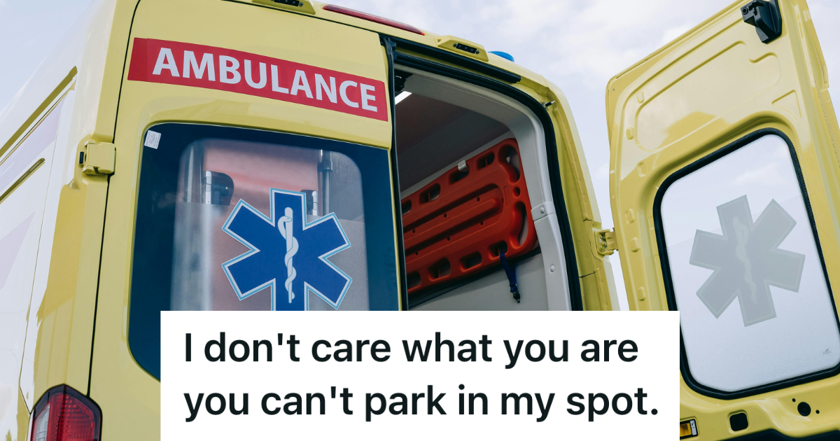 HOA Board Member Screamed At A Paramedic Over An Assigned Parking Spot, So A Medical Emergency Ended With Police Backup And Handcuffs bright yellow ambulance