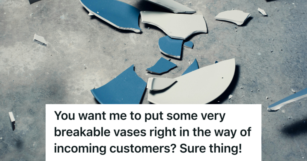 broken glass vase on the floor