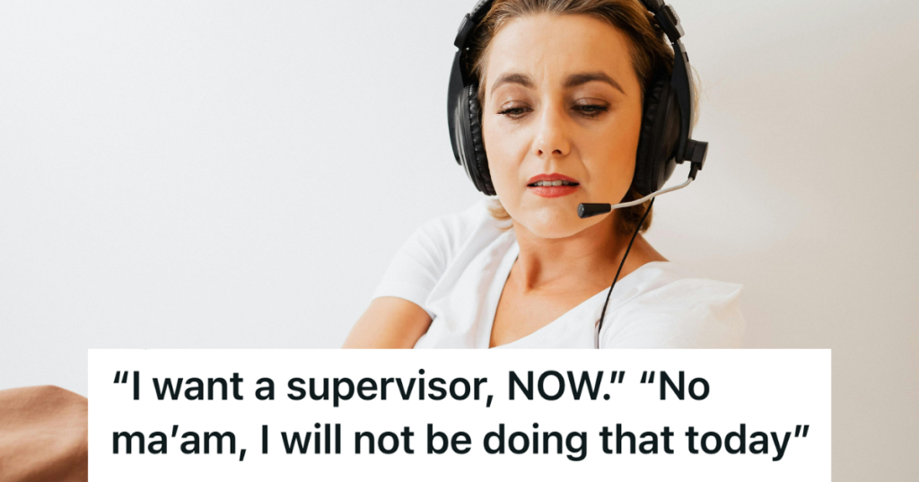 call center employee wearing a headset