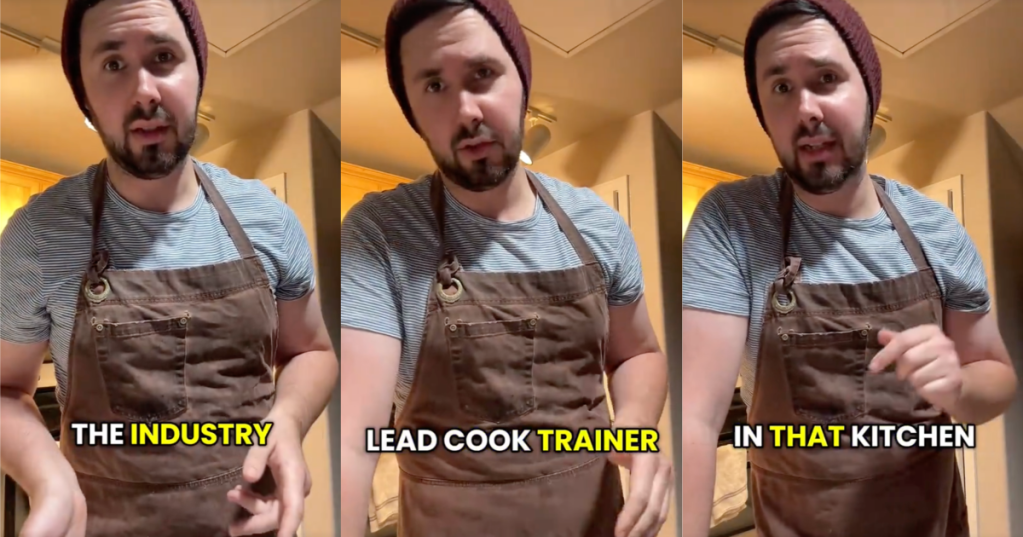 man talking about cooking