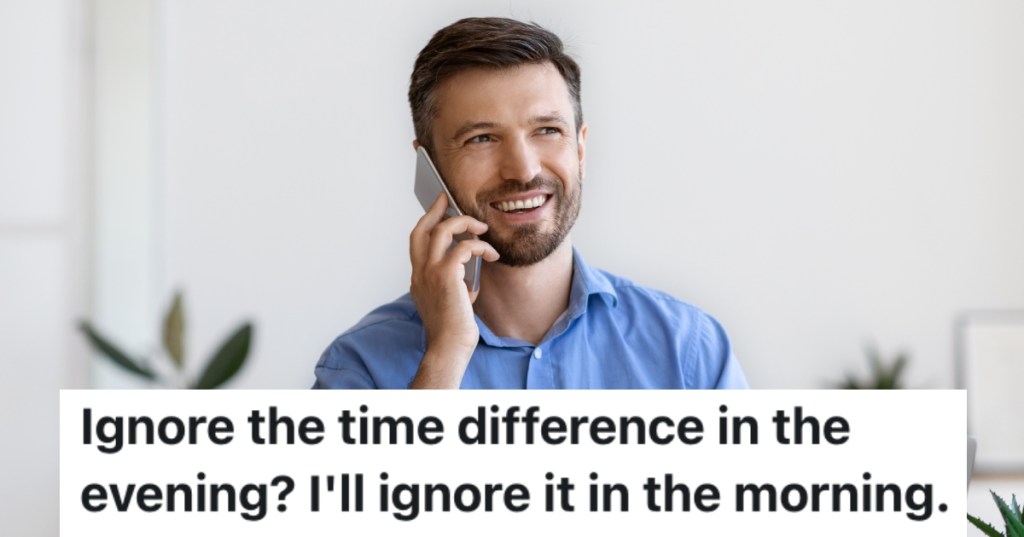 smiling man on a phone call