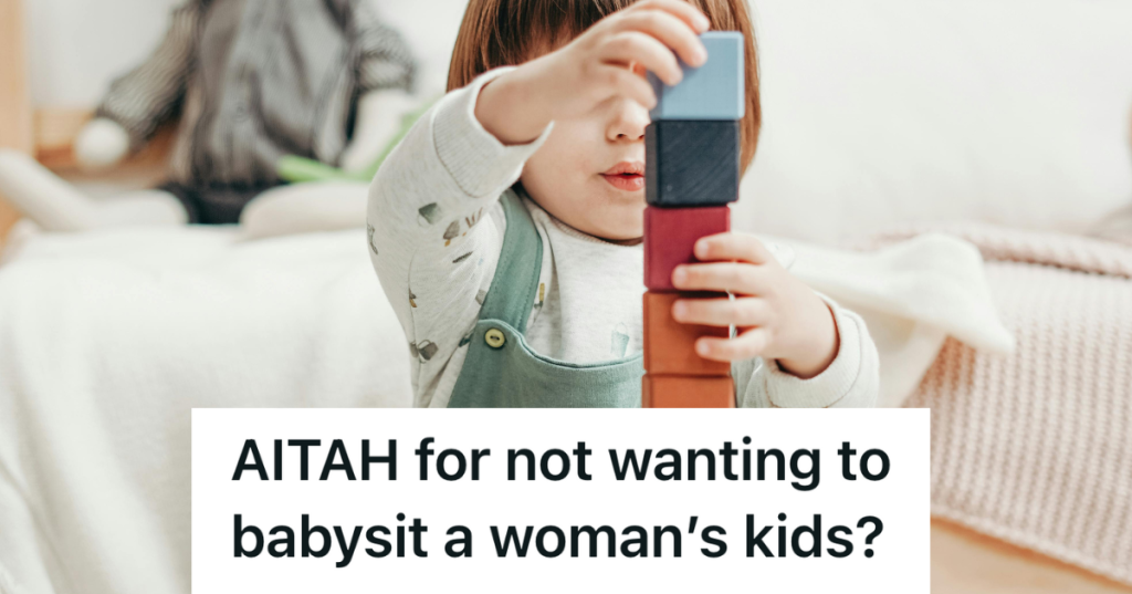 child in overalls playing with building blocks