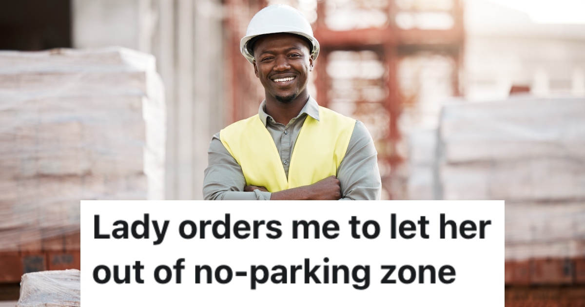 Driver Demanded A Construction Worker Move So She Could Get Her Parked Car Out Of A No Parking Zone, But He Told Her He Didnt Have The Authority man wearing a hard hat