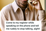 Phone-Obsessed Customer Ignored Basic Courtesy At Checkout, So A Retail Worker Let The Five-Cent Bag Policy Do The Talking