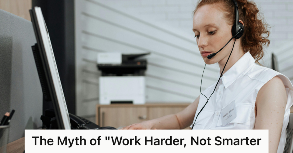 corporate employee wearing a headset