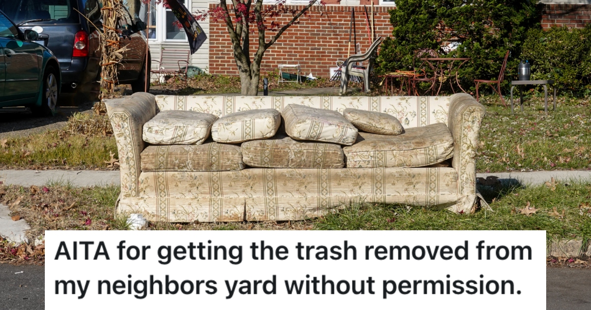 couch in a front yard