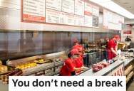 Fast Food Restaurant Cashier Wants To Take Breaks To Eat Because Of Health Issues, But His Boss Won’t Let Him Even Though Other Employees Get To