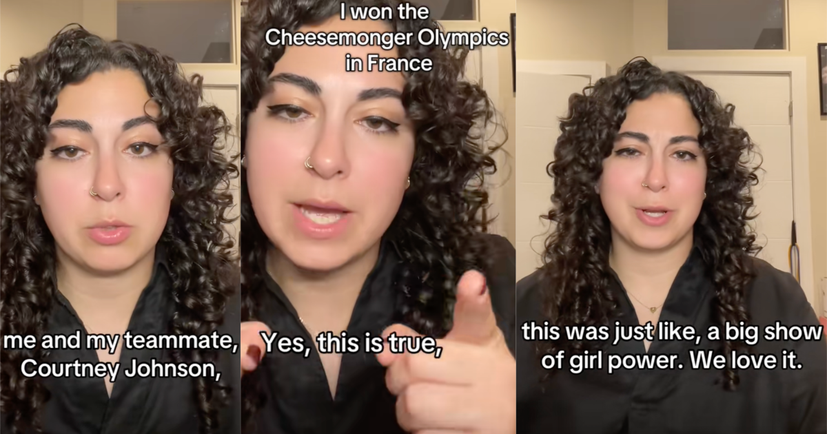 woman talking about cheese