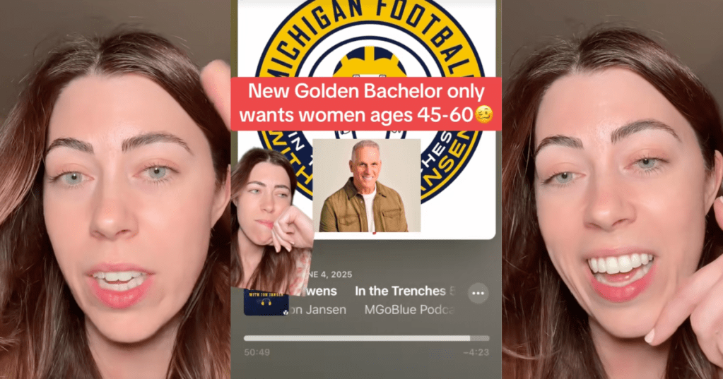 woman talking about the golden bachelor
