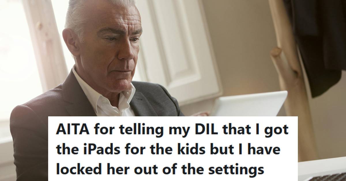 Grandpa setting up iPads that he bought for his grandkids for Christmas