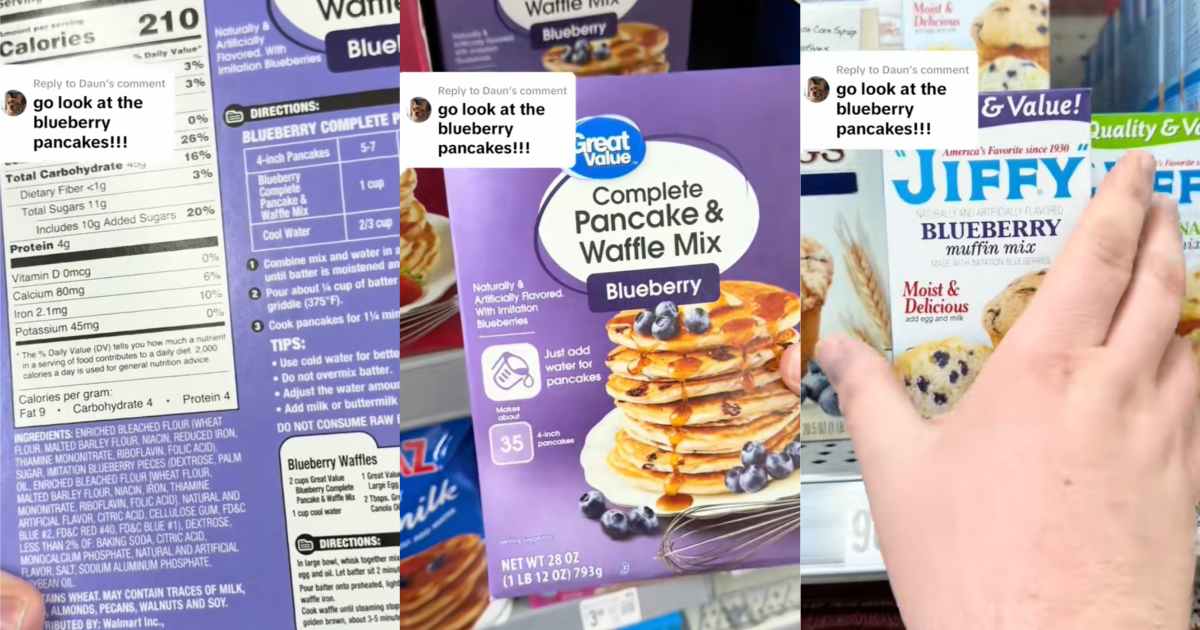 man holding pancake mix