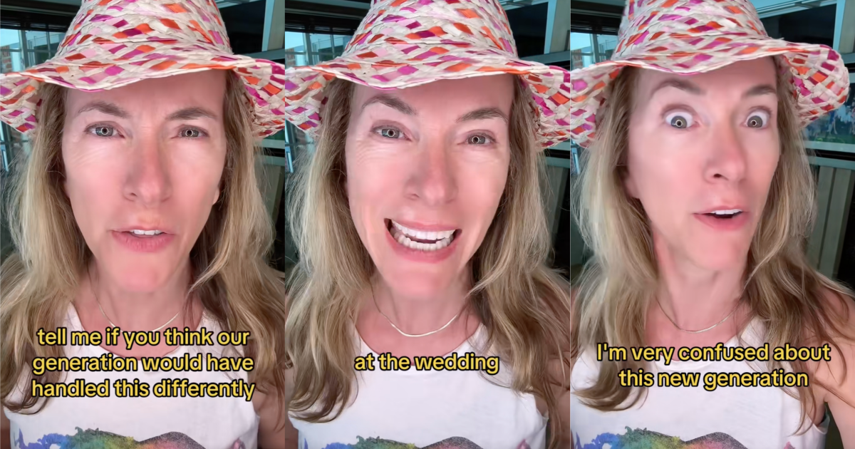 woman talking about a wedding