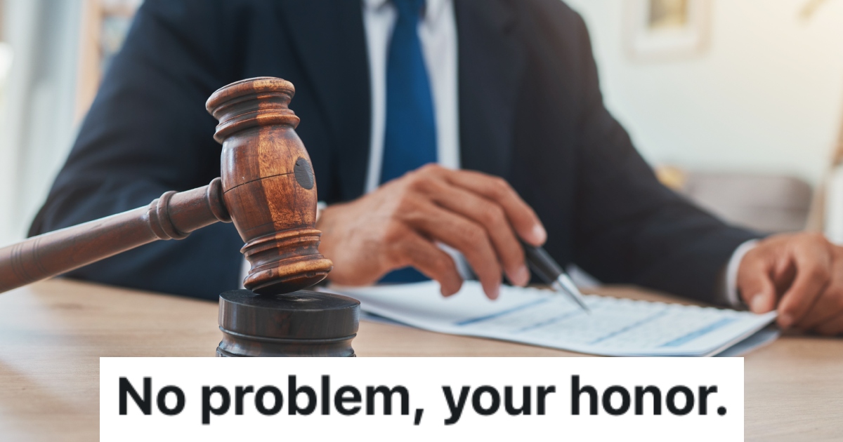 lawyer next to a gavel