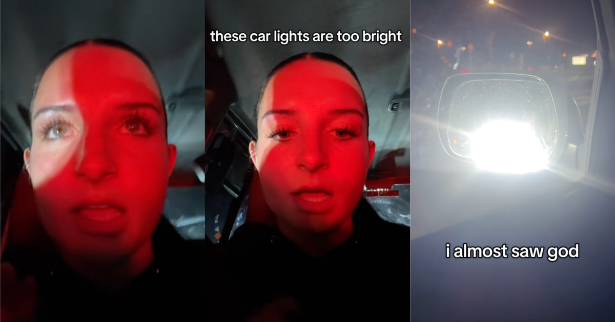 What do you need a light this bright for, actually? A Driver Complained About The Extremely Bright Lights From Other Cars While Driving At Night woman driving at night