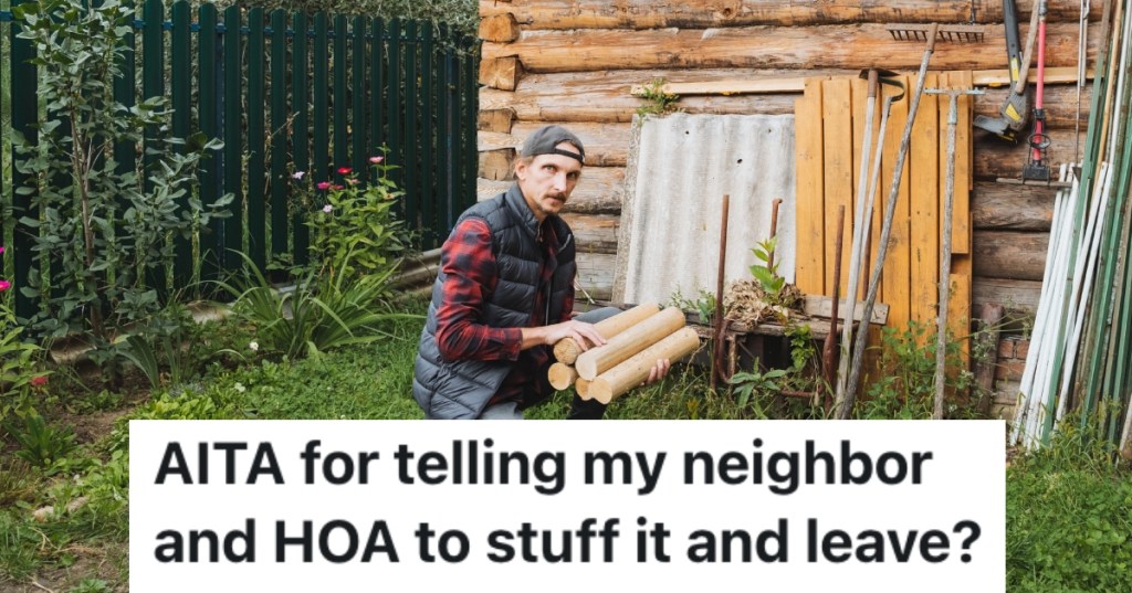 man in front of a cabin