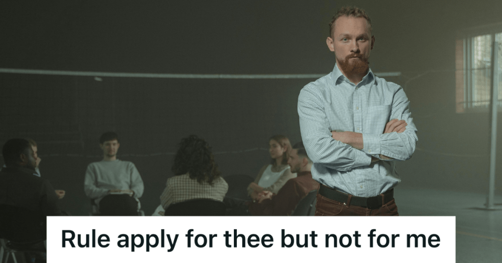 man standing up at HOA meeting