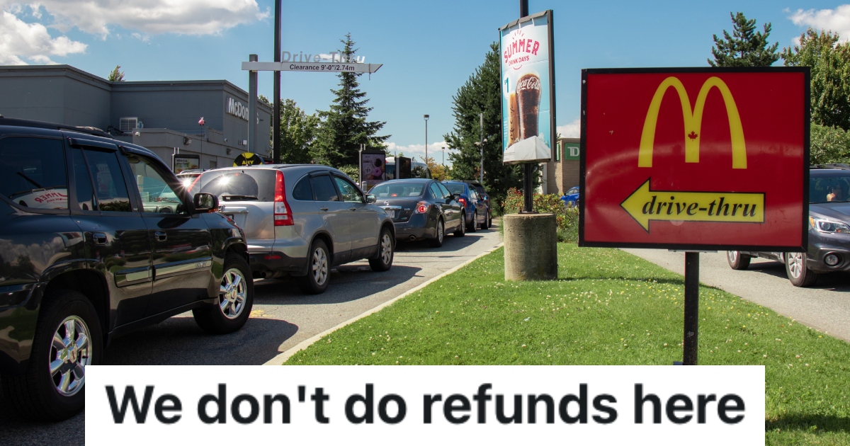 A McDonalds Customer Got Overcharged, So They Called Their Bank To Get Involved And Held Up The Drive Thru When They Didnt Get A Refund cars in a drive-thru