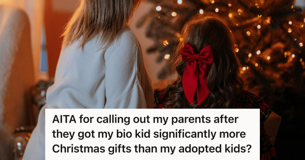 mother and daughter by the christmas tree