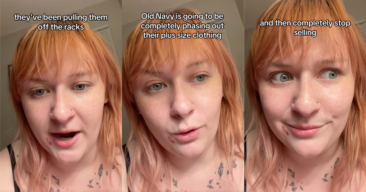 Old Navy Customer Sounded Off About The Company Possibly Phasing Out Plus Size Clothes woman talking about old navy