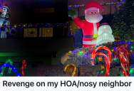 Homeowner Was Targeted By His HOA Over A Harmless Tree Swing, So His Front Yard Became An Inflatable Christmas Wonderland
