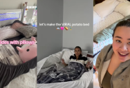 ‘I just call it my nest.’ – The “Potato Bed” Sleeping Hack Is All The Rage And People Showed Viewers How It Works