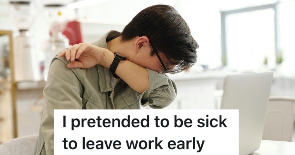 sick man coughing into elbow