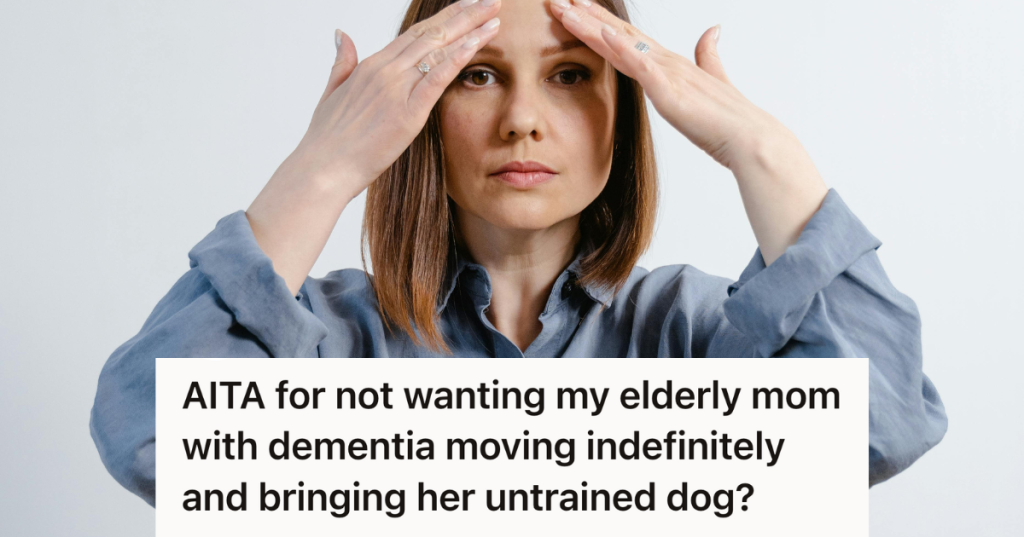stressed woman in blue shirt
