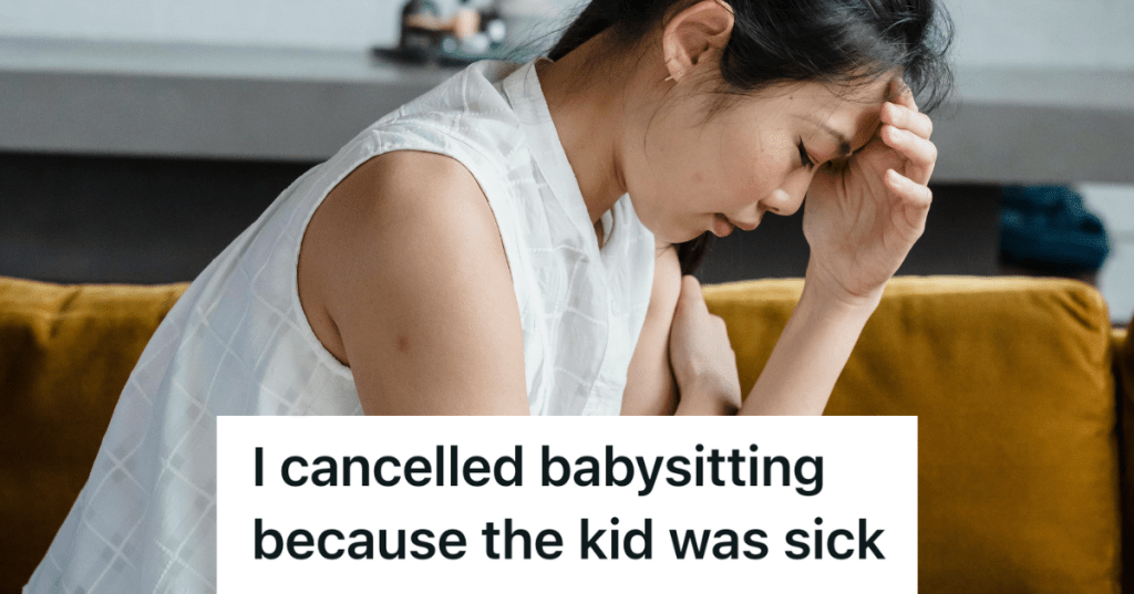 stressed woman on a yellow couch