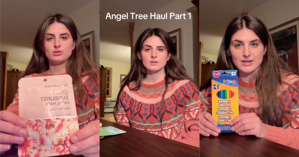 woman talking about an angel tree