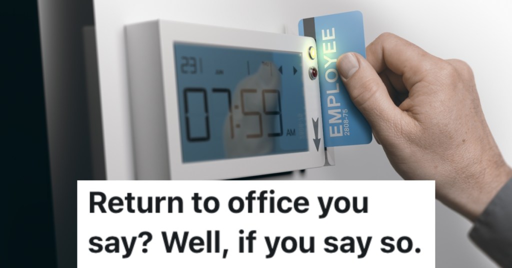 person swiping employee badge