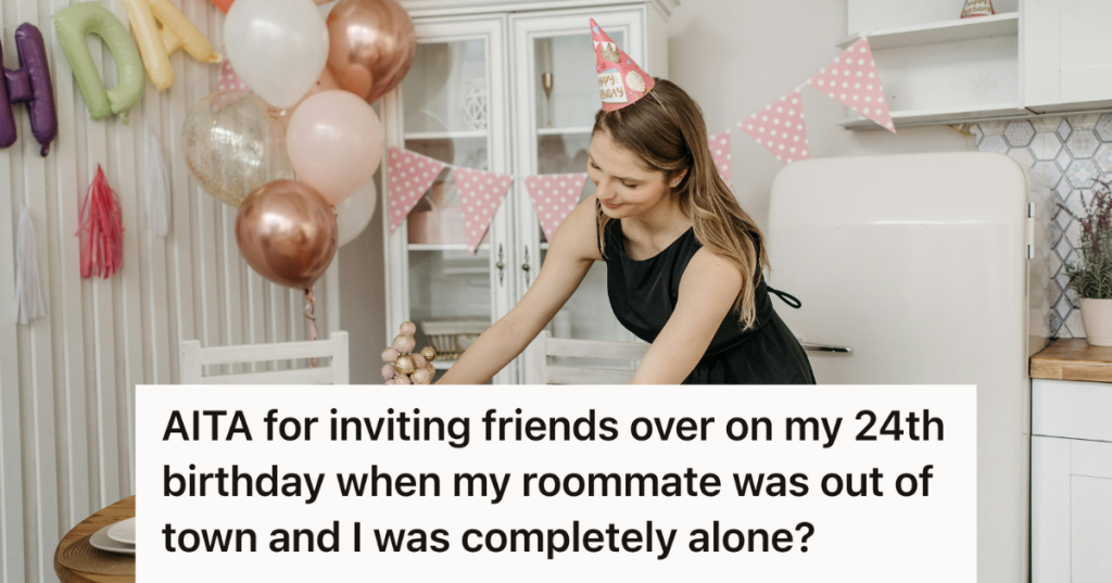 woman celebrating her birthday at home