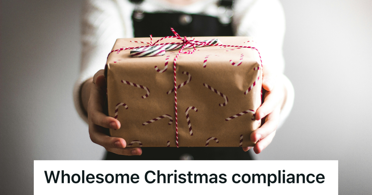 woman holding a christmas gift