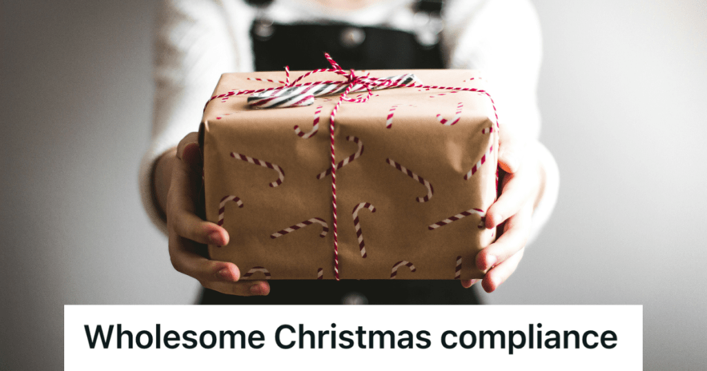 woman holding a christmas gift