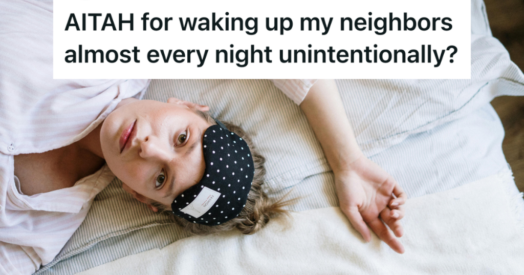 woman with eye mask laying awake in bed
