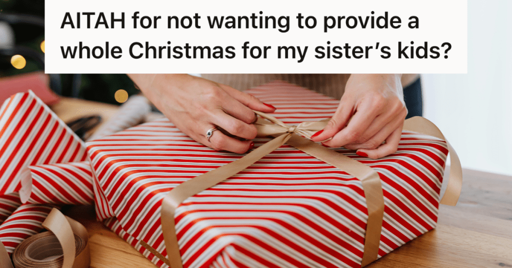 woman wrapping a christmas gift