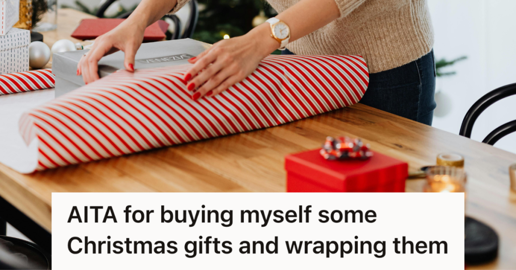 woman wrapping christmas gifts