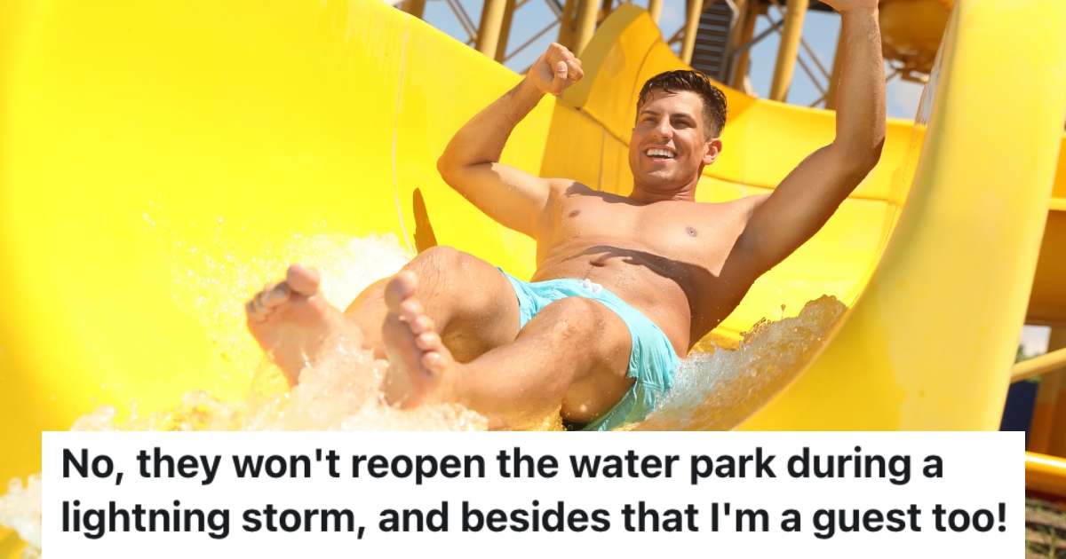 man on a waterslide