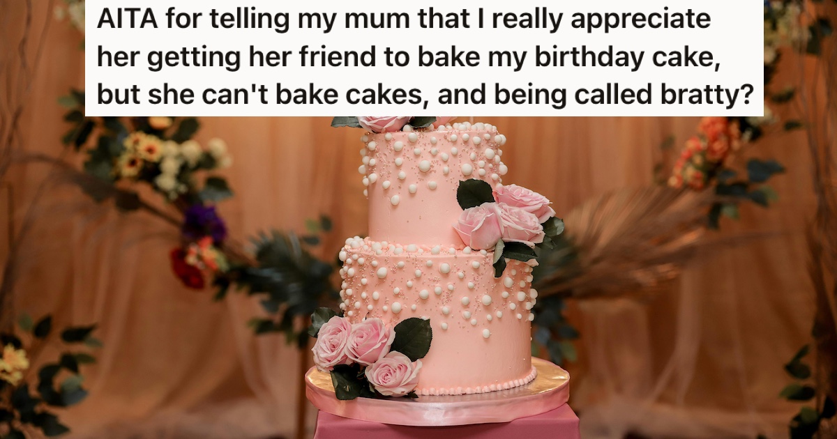 A two-tier pink cake