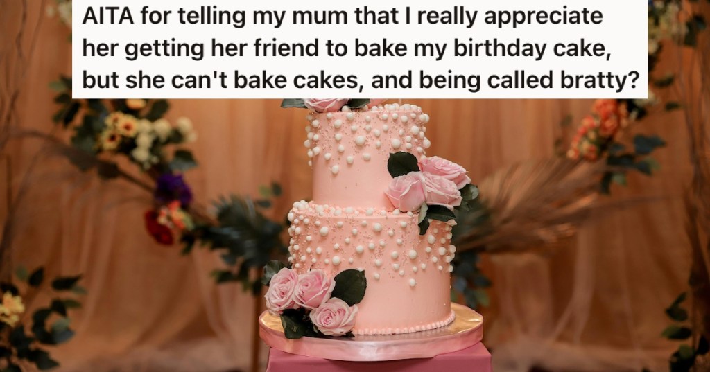 A two-tier pink cake