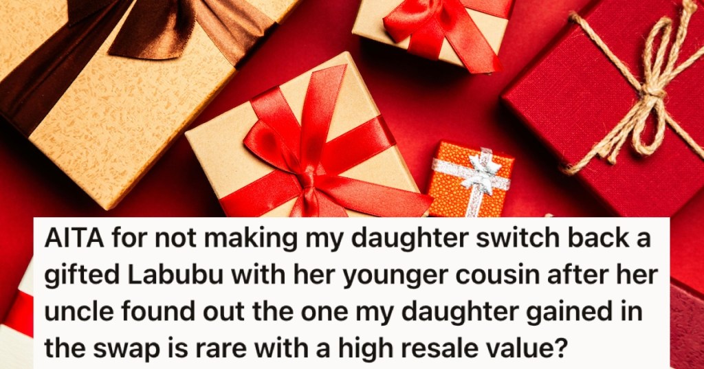 Wrapped red and gold gifts