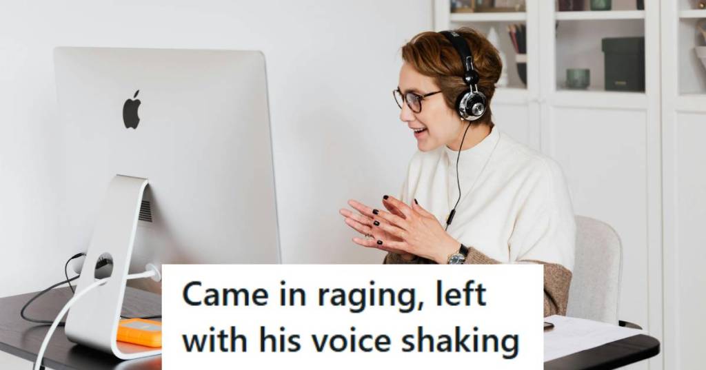 Call center employee smiling after helping a customer