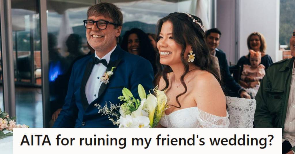 Man and woman smiling on their wedding day