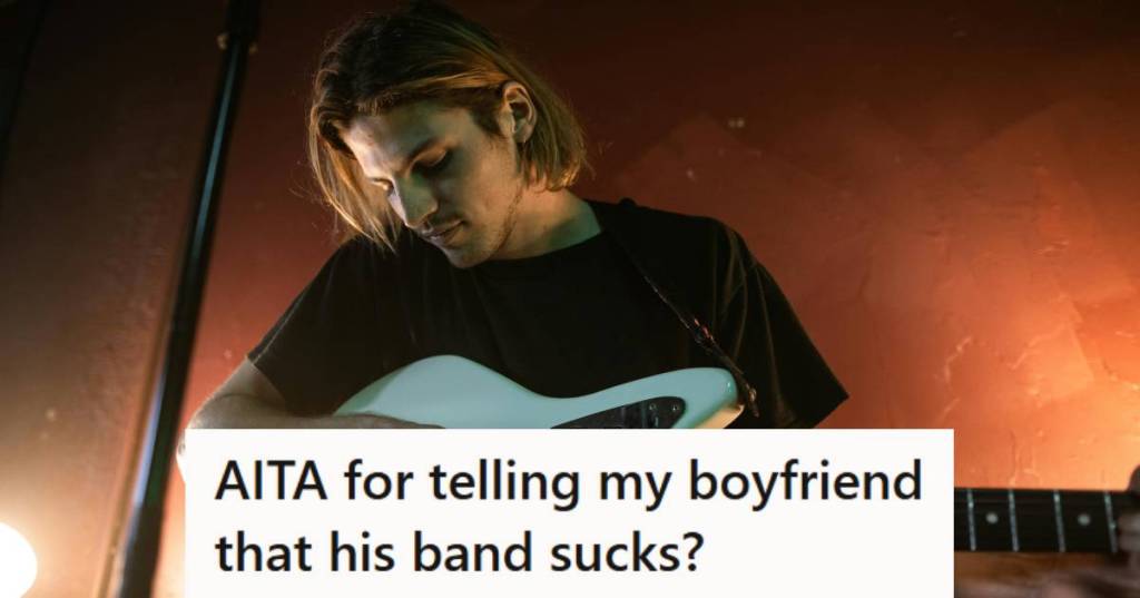 Man playing a bass guitar in his local band