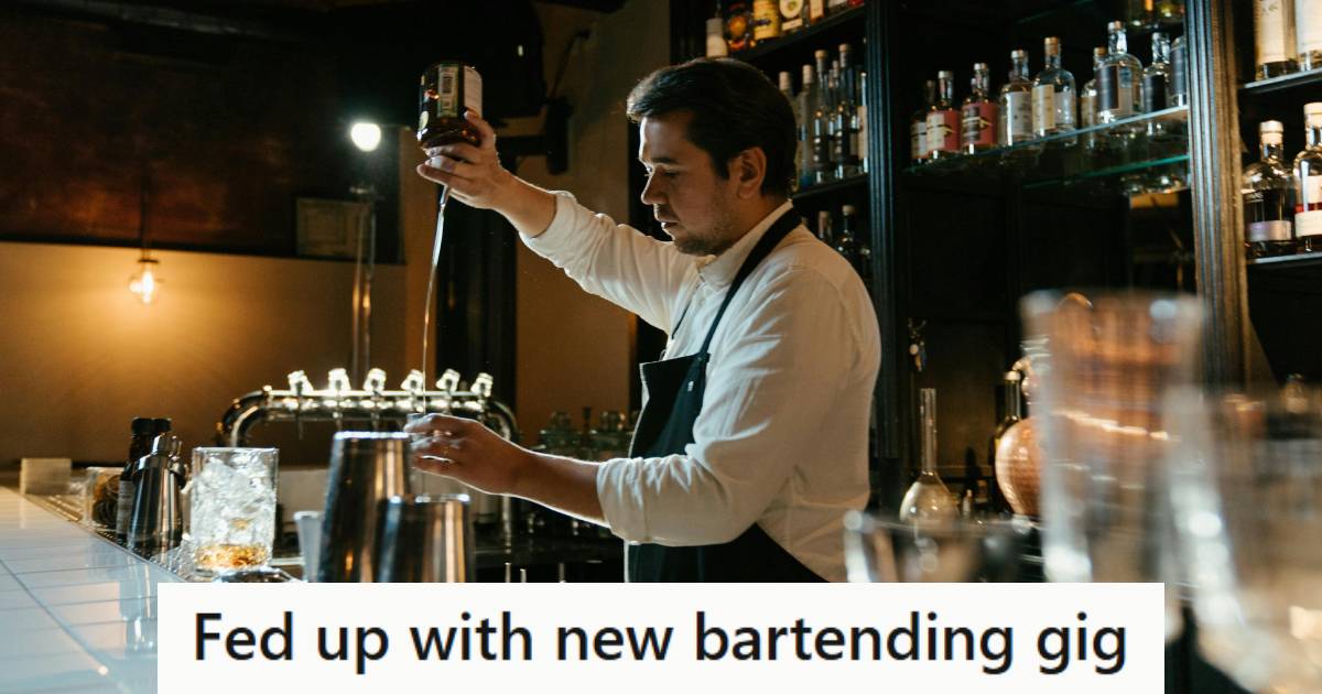 Bartender pouring a drink at a fancy establishment