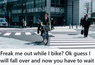 Cyclist Tried To Carefully Exit A Gridlocked Parking Lot, But An Aggressive Driver Nudged Him With A Pickup Truck And Knocked Him To The Ground