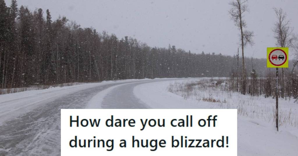 Road starting to collect snow during a storm somewhere like Canada