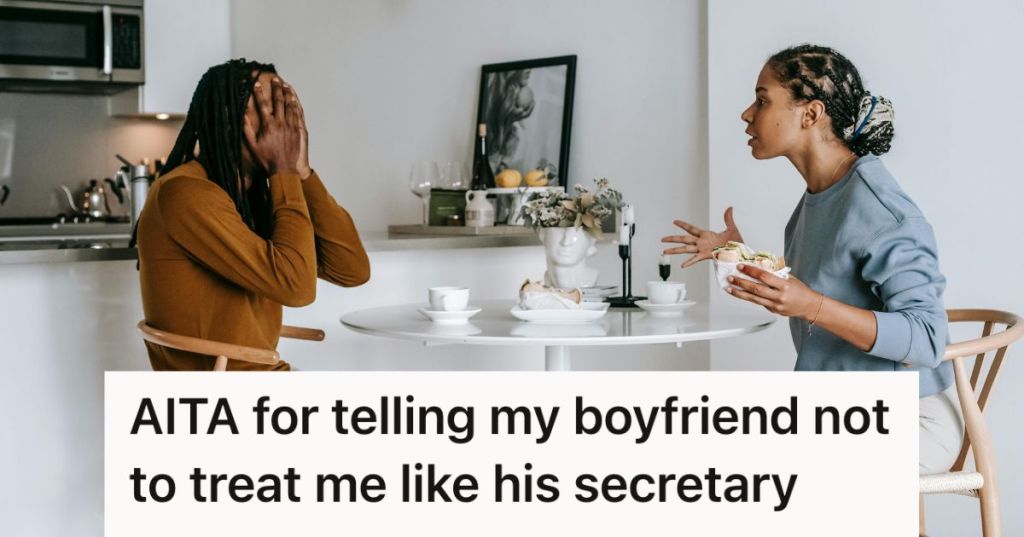 Man and woman arguing at the table at home